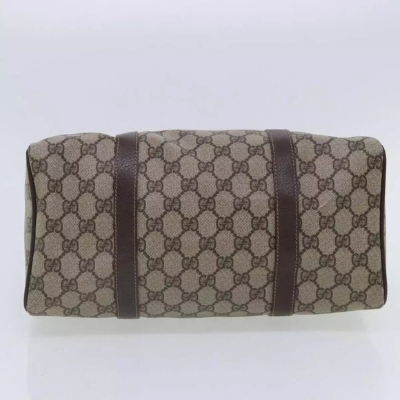 GUCCI GG Supreme Web Sherry Line Boston Bag PVC Beige Gold 40 20 007 Auth - Picture 13 of 16